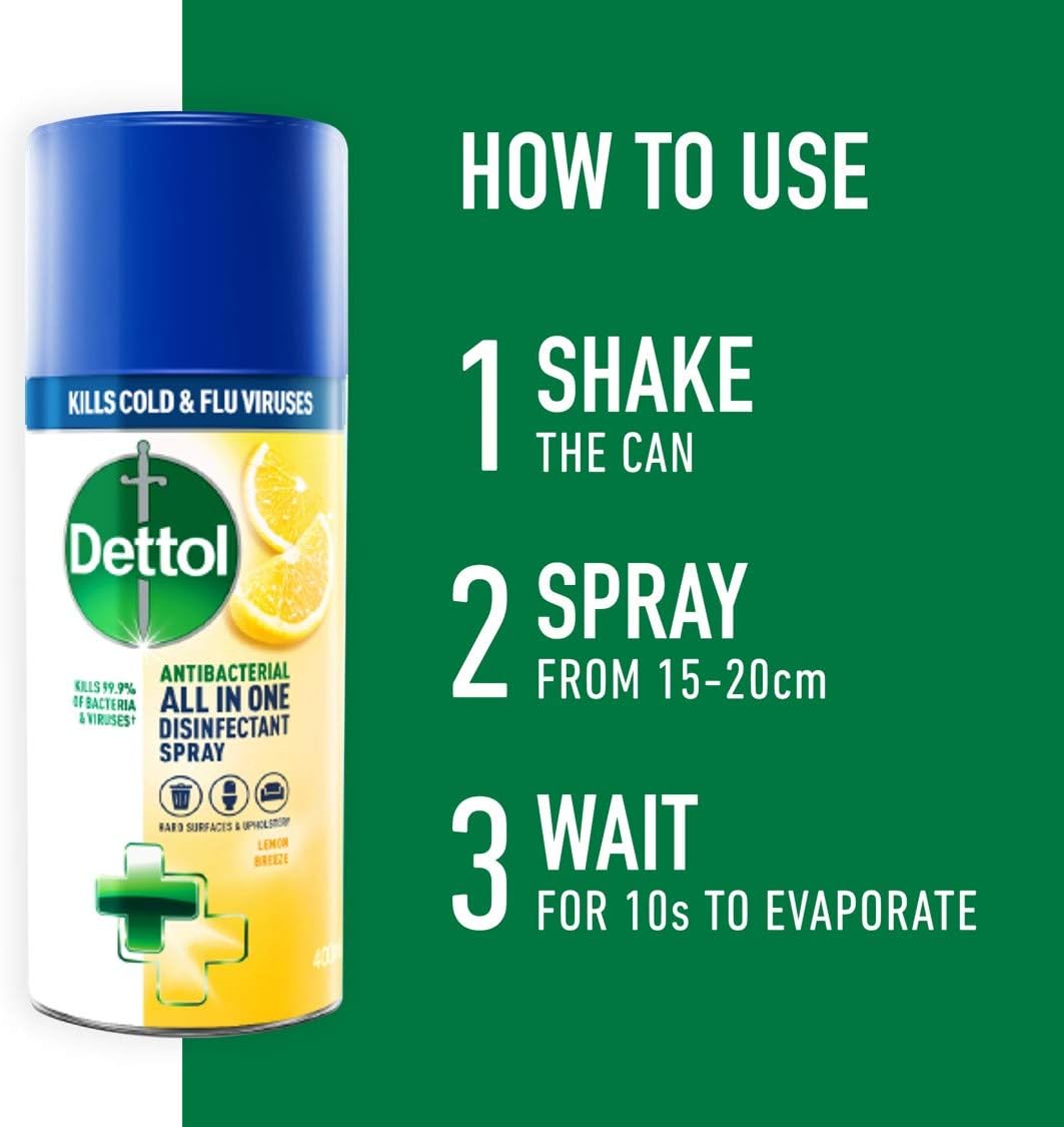 Dettol All In One Disinfectant Spray Lemon Breeze 400ml - Image 3
